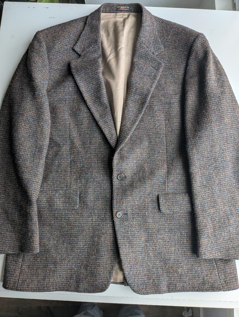 Vintage Harris Tweed Bowdon Classic Sport Coat Blazer Wool Plaid Brown 42 L